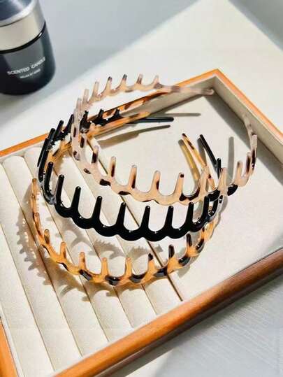 3/2/1件装 法式复古波浪齿状发带，女士新款高顶防滑洗脸发带，带发饰，适合日常生活、旅行和工作