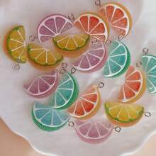 5/10pcs Cute Colorful Lemon Resin Pendant, Minimalist Small Fruit Charm DIY Jewelry Making Accessories - Random Color - Multicolor - View 5
