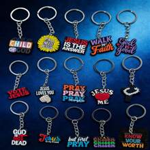 GCYCHENG 15 piezas Llavero con colgante de frase de Jesús en dibujos animados, colgante con forma de colores variados, llavero de goma suave, soporte creativo para llave de mochila - Multicolor - Ver 10