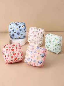 Large Capacity Sanitary Pad Storage Bag, Tampon Storage Bag, Square Sanitary Pad Storage Bag, Cartoon Pattern Storage Bag, Portable Menstrual Products Set, Women Sanitary Products Bag - Multicolor - View 7