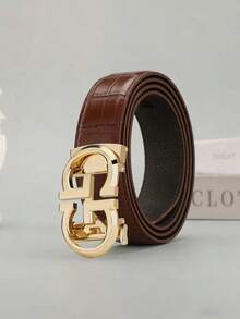 男士休闲真皮腰带，时尚高端自动扣腰带，适合搭配商务裤 - 彩色 - 查看 3