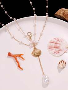 1 pieza Cadena para el Body de bikini con conchas y caracolas, elegante, única y sexy, para vacaciones en la playa con estilo bohemio - Multicolor - Ver 6