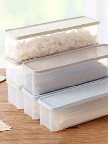 1 pieza Recipiente de almacenamiento de fideos de plástico con tapa, caja de conservación de alimentos, recipiente hermético para cereales y pasta de cocina, estilo moderno - Multicolor - Ver 4