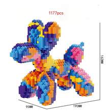 Blocchi di costruzione a forma di cane palloncino colorato, decorazione da scrivania creativa, giocattolo di assemblaggio fai-da-te, regalo decorativo artistico carino per ragazzi, ragazze, adulti - Multicolore - Visualizzare 8