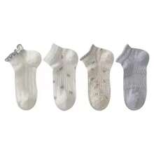 4 Pairs Cute Bow Ruffle Short Socks Women Soft Knit Lace Short Socks Sweet Lolita Style Ankle Socks - Multicolor - View 3