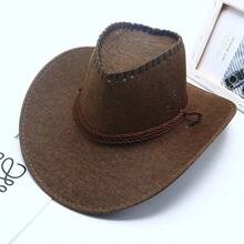 男女通用西部牛仔帽，户外防晒骑行帽，大帽檐旅行遮阳帽 - 彩色 - 查看 4