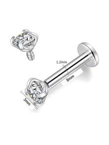 20pcs 16G Stainless Steel Lip Rings, Nose Rings, Cartilage Earrings, Tragus Earrings, Unisex Piercing Jewelry, 8mm - Silver - View 2