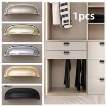 Luxury Shell Pull Handle, Solid Zinc Alloy Semi-Circle Cabinet Pull Handle, American Style Wardrobe Drawer Knob, Kitchen Furniture Pull Handle - Multicolor - View 2