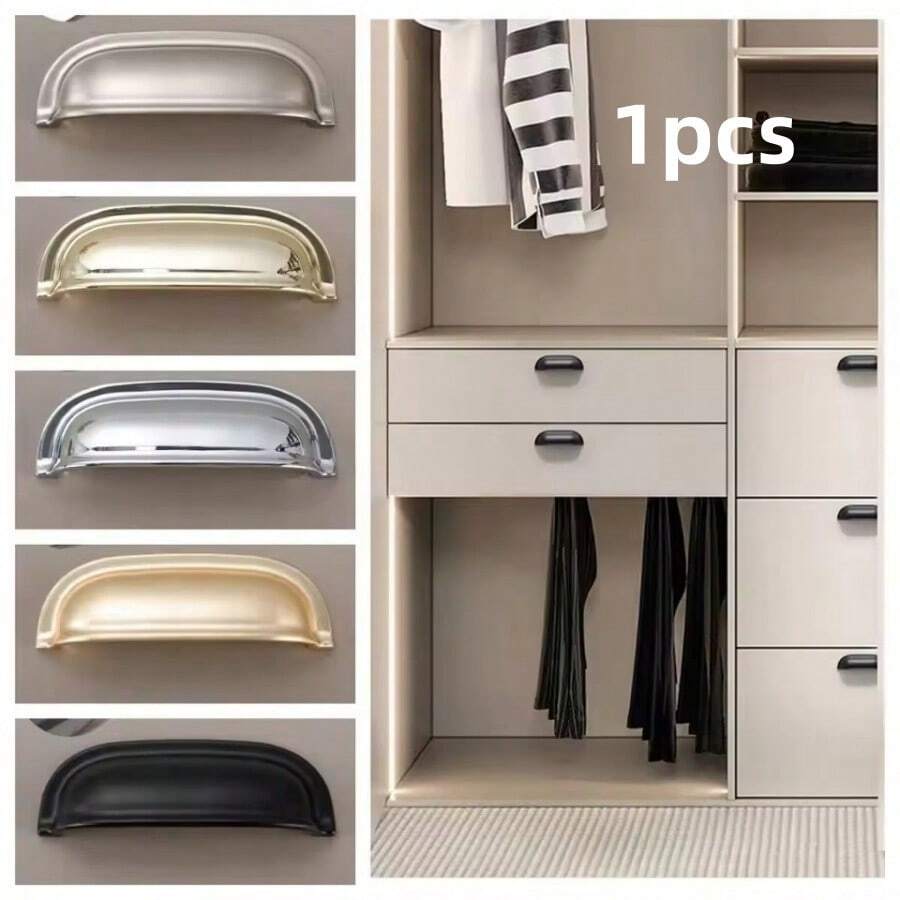Luxury Shell Pull Handle, Solid Zinc Alloy Semi-Circle Cabinet Pull Handle, American Style Wardrobe Drawer Knob, Kitchen Furniture Pull Handle