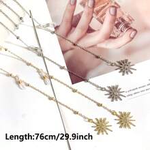 1 chiếc mặt dây chuyền hình bầu trời sao đính đá lấp lánh, kèm dây đeo kính - Chống trượt, thiết kế thời trang, phù hợp cho cả nam và nữ. - Phong cách thông thường - Xem 4