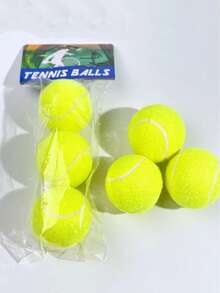 3pcs/Pack High Elastic Practice & Entertainment Tennis Balls, Chew Resistant Pet Training Balls With Sound, Suitable For Beginner Tennis Practice, Outdoor Sports, Made Of Fiber, Rubber Material With High Elasticity - Multicolor - View 4
