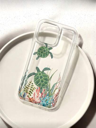 1 pieza Funda de teléfono suave y elegante, a prueba de agua, a prueba de golpes y antideslizante, con un diseño de tortuga marina acuarela verde y plantas submarinas, adecuada como regalo de cumpleaños/vacaciones para amigos, familiares y parejas, compatible con iPhone17/iPhone17 Pro/iPhone17 Promax/iPhone17 Air/iPhone16/iPhone16 Plus/iPhone16 Pro/iPhone16 Promax/iPhone15/iPhone15 Plus/iPhone15 Pro/iPhone15 Promax/iPhone15/iPhone14 Plus/iPhone14 Pro/iPhone14 Promax/iPhone13/iPhone13 Pro/iPhone13 Promax