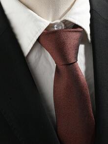 1pc Men's Casual Versatile Burgundy Necktie, Handmade - Multicolor - View 3