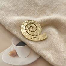 1pc Fashionable Exaggerated Geometric Spiral Pattern Brooch, Luxury High-End Decoration For Coat, Shirt, Suit, Hammered Swirl Metal Pin, Suitable For Daily, Casual Accessories, Unisex - Multicolor - View 6