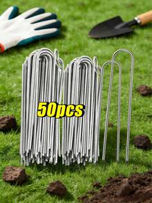 Bộ 50/30/10 chiếc đinh làm vườn hình chữ U, cọc ống hàng rào chịu lực, đinh cỏ, đinh mạ kẽm dùng để cố định hàng rào cỏ và cọc tiếp đất. - Nhiều màu - Xem 1