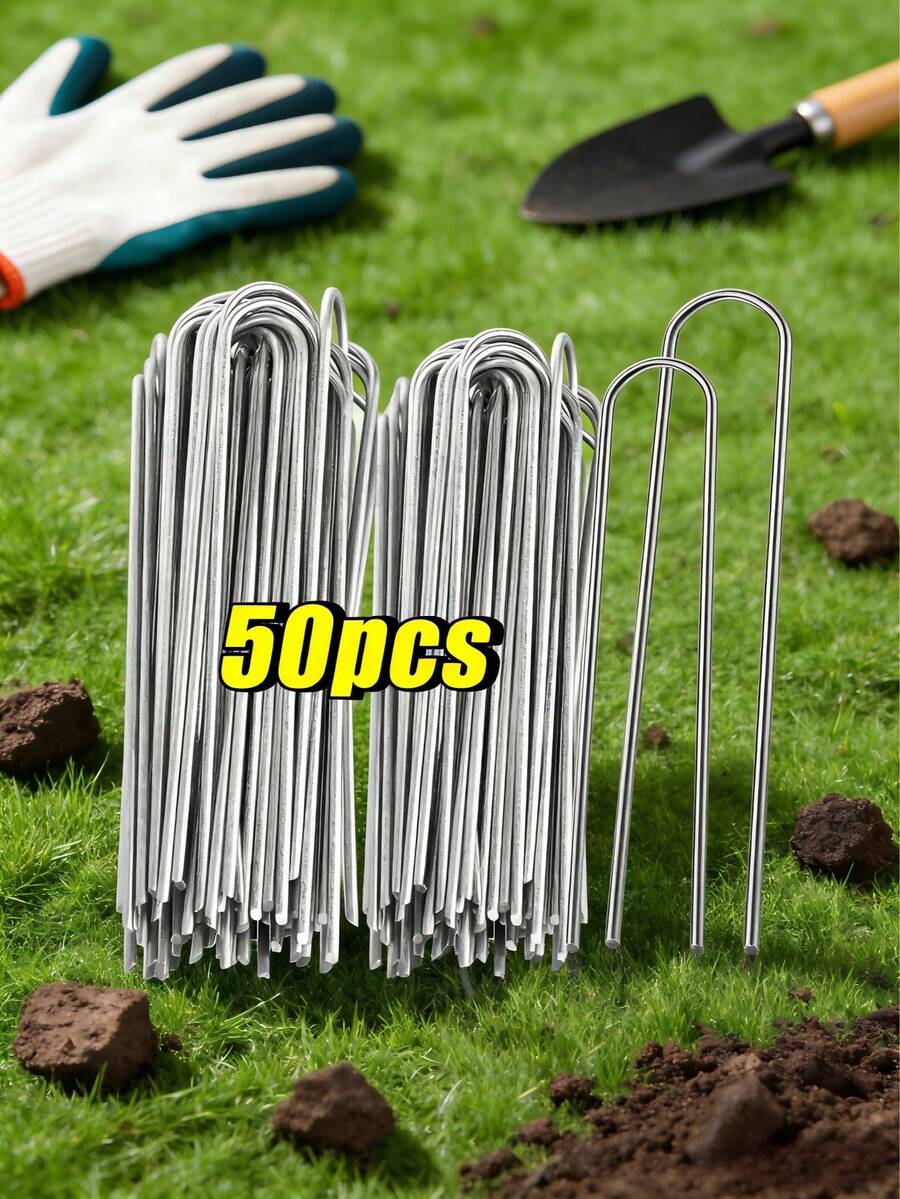 Bộ 50/30/10 chiếc đinh làm vườn hình chữ U, cọc ống hàng rào chịu lực, đinh cỏ, đinh mạ kẽm dùng để cố định hàng rào cỏ và cọc tiếp đất. - Nhiều màu - Xem 1