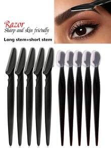 16 piezas/8 piezas/1 pieza Juego de recortador de cejas, herramienta exfoliante para la piel, afeitadora facial, afeitadora de precisión, herramienta de exfoliación suave, fácil moldeado de cejas, recortador de cejas, kit de eliminación del vello facial - Negro - Ver 2