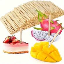 50/100/200/300 Pcs Bamboo Mini Forks - 3.5 Inch Disposable Cocktail & Fruit Forks For Party, Wedding & Dessert - Smooth Edge Design - Fruit Fork - View 2