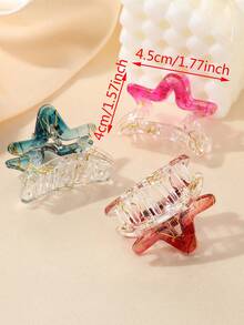 6pcs Semi-Transparent Ombre Star-Shaped Hair Clips, Suitable For Outings, Vacations, Casual Gatherings, Wearing Pretty Dresses, Half-Updo, Braiding And Other Hairstyles As Decorative Hair Accessories For Girls - Multicolor - View 2