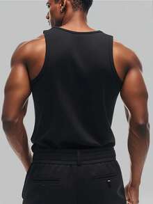 Local Delivery - Men'S Fashionable Casual Sports High-Quality Sleeveless Vest, Fun Retro Printed Pattern Beach Vest, Suitable For Gym And Daily Training Clothes, A Gift For Motivators And Dream Chasers, Worn All Year Round - 黑色 - 查看 2