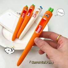 Random Style Screaming Carrot Pens, Funny Screaming Carrot Shaped Ballpoint Pens For Diary Writing, Creative Campus Drawing Tools, Learning Stationery, Push-Button Carrot Shaped Tongue Out Ballpoint Pen 0.5mm Office Supplies - A - View 4