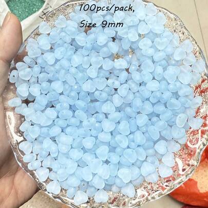 Macron彩色磨砂珠DIY项链、手链手工饰品亚克力心形混合分散珠