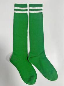 1 Pair Youth Soccer Sports Socks For Boys And Girls, Sweat-Absorbent Breathable Striped Knee-High Socks, Polyester And Spandex Blend, Knitted Fabric, Suitable For 8-15 Years Old, All Seasons - Multicolor - View 18