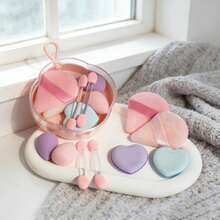 1 Set Makeup Sponge Set, Mini With Storage Box For Foundation & Local Makeup - Pink - View 2