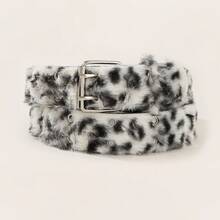 1 Piece Of Fashionable Faux Leopard Print Plush Pin Buckle Women's Belt, Punk Style Women's Belt, Retro Millennium Hottie Style Y2k Women's Belt, Comfortable And Cute Women's Belt, Versatile Pants, Dress And Skirt Belt, Suitable For Daily Commuting, Casual Wear, Partying, And As A Gift. - Hồng - Xem 6