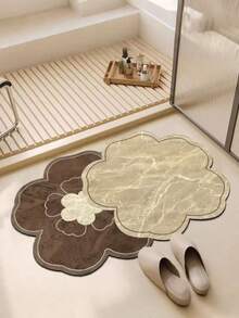 1pc Spring/Summer New Arrival, Absorbent Diatomite Mat, Luxury Faux Marble Floral Pattern Bath Mat, Bathroom Rug, Doormat, Small Carpet, Washable Carpet For Home Decor, Bedroom, Outdoor Use - Multicolor - View 1