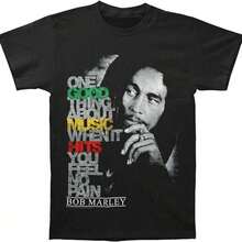 Bob Marley Men's Good Music Hits Lyric T-Shirt Black.Jpg - 黑色 - 查看 6