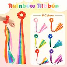 6 piezas de Cinta de Baile Arcoíris, Banda Elástica para Clase de Baile, Accesorios de Baile con Borlas de Ritmo para Festival, Muñequera Multicolor, Cinta de Gimnasia y Danza - A - Ver 7