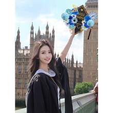 48 PCS DIY Graduation Cap Decorations Kit Grad Cap Faux Flowers With 3D Butterfly Rhinestones Stickers Alphabet Letter Stickers Designs Graduation Grad Hats Topper For Grad Party Decor 03 Bule - 03 Foreigner - View 5