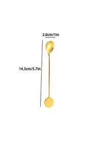 1/5pcs Stainless Steel Coffee Spoon, Round Disc Long Handle Ice Cream Spoon, Style Honey Stirring Spoon, Bar Cocktail Mixing Spoon - View 6