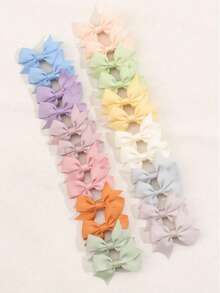 10/24pcs Ribbed Ribbon Bow Hair Clips, Multi-Color Alligator Clips, Women's Daily Fashion Hair Accessories. Claw Clips, Hair Pins, Hair Styling Tools,Travel,Birthday - 24pcs - View 4