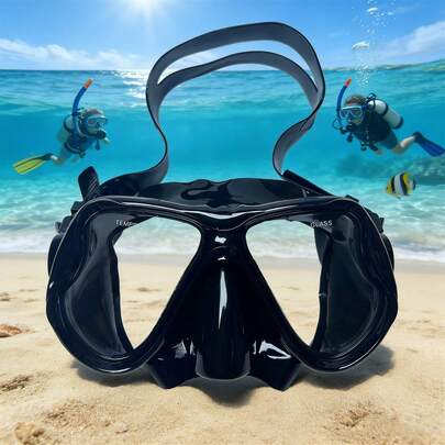 1 pièce Masque de plongée et de snorkeling pour adultes, design plein visage avec vue panoramique large, joint confortable, lentille en verre trempé haute définition, taille unisexe convenant à la plupart des hommes, femmes et adolescents, adapté à la natation, au snorkeling, au surf, aux vacances à la plage, à l'exploration de piscine et autres sports nautiques