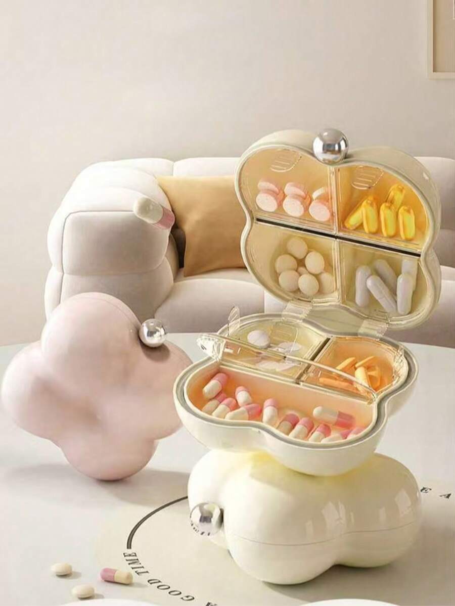 1pc 7-Day Portable Pill Case, Compartment Design To Prevent Confusion, Large Capacity Portable Moisture-Proof Medicine Storage Box - Multicolor - View 1