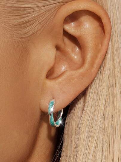 1 par de pendientes de aro Mobius de plata de ley 925 con resina, diseño minimalista y creativo, pendientes de calidad única y nicho, adecuados para uso diario, joyería de moda versátil como regalo