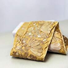 1 thước ruy băng satin thêu, họa tiết hoa đính sequin điểm xuyết chỉ vàng, chất liệu cao cấp, thích hợp cho may mặc, trang trí và trang trí nhà cửa - Màu hỗn hợp, ruy băng may vá, phụ kiện trang trí thủ công DIY sang trọng thời trang cho các lễ hội. - Nhiều màu - Xem 5