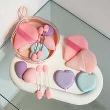 1 Set Makeup Sponge Set, Mini With Storage Box For Foundation & Local Makeup - Pink - View 7
