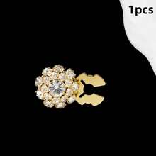 1 pièce Bouton recouvert de cristaux et de strass, clip décoratif détachable convenant pour les poignets de chemises, sacs et chaussures des hommes et des femmes, accessoire de mode brillant - rond - Voir 13
