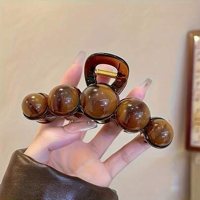 1 Pc Retro Acrylic Faux Pearl Large Hair Clip Unique Elegant Shark Claw Minimalist High Grade Updo Fixing Accessory Women Ponytail High Bun Dedicated Hair Decor Daily Wear Fashionable Headdress Affordable Universal Festival Ornaments,Hair Accerssories,Hair Ties,Hair Accesoriesfor Women,Hair Stuff,Scrunchies For Hair,Summer,Beach