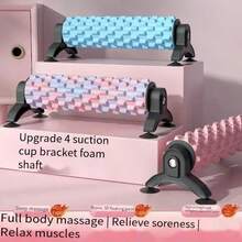 Rodillo de yoga con ventosa y soporte, rodillo de espuma para relajación muscular, rodillo de espuma para terapia de masaje profesional - Rosa - Ver 3