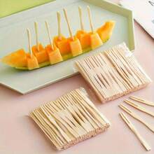 50/100/200/300 Pcs Bamboo Mini Forks - 3.5 Inch Disposable Cocktail & Fruit Forks For Party, Wedding & Dessert - Smooth Edge Design - Fruit Fork - View 3