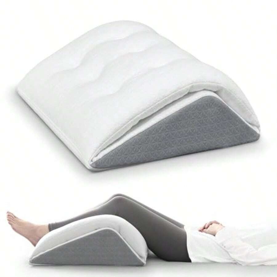 Shinnwa - Almohada de cuña de rodilla patentada convertible para dormir en la espalda almohada triangular de espuma viscoelástica de doble capa para piernas después de la cirugía soporte de rodilla - Blanco - Ver 1