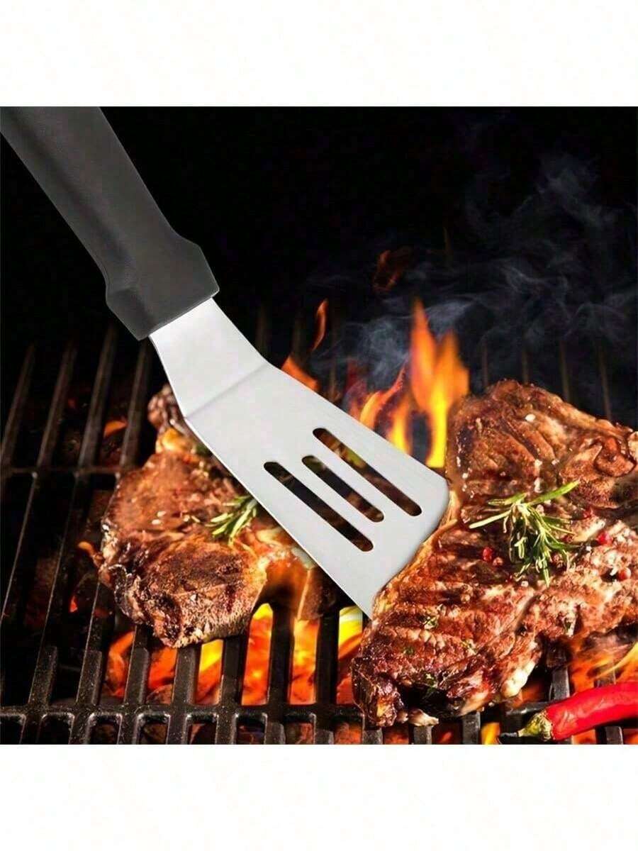 1 chiếc dụng cụ nhà bếp bằng thép không gỉ: Đa chức năng chiên, nướng và xẻng, thích hợp để chiên trứng, bít tết, bánh kếp - Dụng cụ nấu ăn - màu đen - Xem 1