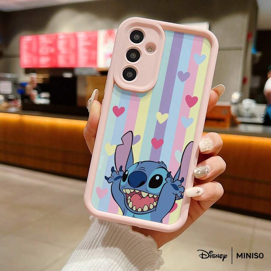 Ốp lưng điện thoại MINISO Disney Stitch hình trái tim sọc pastel, vỏ bảo vệ hoạt hình dễ thương phù hợp với Samsung S26 Ultra/S26 Edge/S26 Plus/S26/S25 Ultra/S25 Plus/S25/S25FE/S25Edge/S24Ultra/S24Plus/S24/S24FE/S23FE/S23Ultra/S23Plus/S23/S22Ultra/S22Plus/S22/S21Ultra/S21Plus/S21/A15/A16/A17/A23/A24/A25/A26/A33/A34/A35/A36/A52/A53/A54/A55/A56/A71/A72/A73, quà tặng Giáng sinh - Hồng - Xem 1