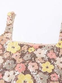 Spring And Summer New Women's Clothing Fashion Temperament Sexy Slim Square Neck Sequined Hip-Wrapped Split Dress - 杏色 - 查看 6
