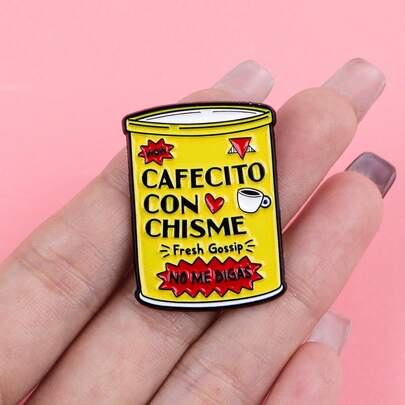 CAFECITO CON CHISME 可爱咖啡罐徽章胸针，可作衣服领针、珐琅别针、女士胸针，也可作背包饰品