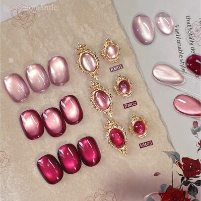 2026春夏新款礼盒套装，包含闪耀新年幸运红宝石樱桃酒红玻璃珠水晶猫眼凝胶指甲油。适合全年美甲，需搭配底油和亮油使用，并需配合UV灯固化。植物基凝胶套装，适合初学者，居家、办公、通勤、约会等场合皆宜。打造沙龙级美甲效果，持久长达28天。